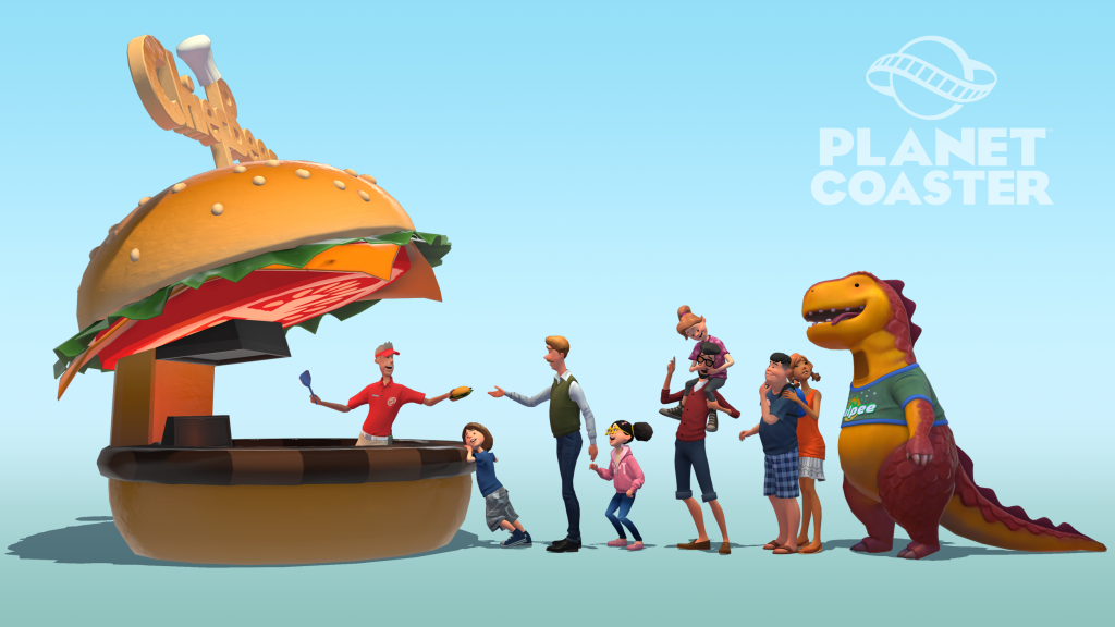 Planet Coaster model render burger queue